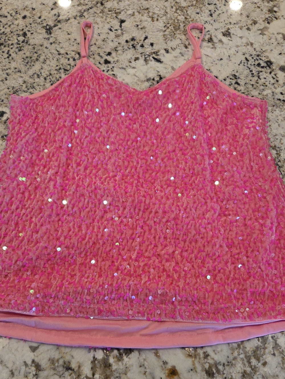 Pink Sequin Cami Tank Top